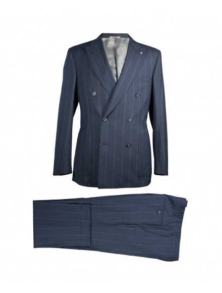 Blue pinstripe dress in...