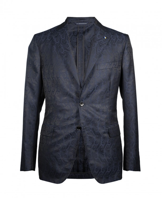 Blue wool and silk damask jacket