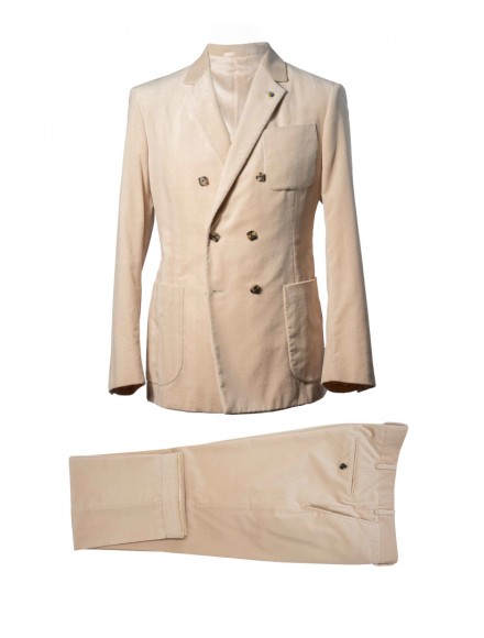 white double-breasted plain velvet barbed dress