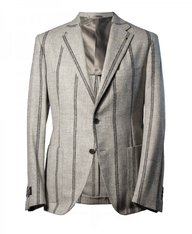 single-breasted grey regimental...