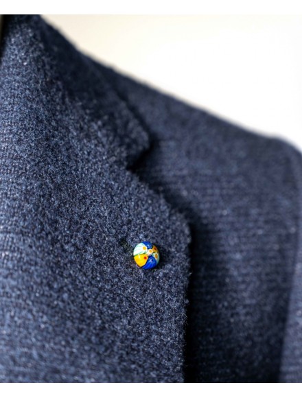 Blue bouclé coat in wool silk and cashmere 2