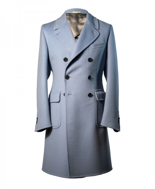 Mens Peacoat Wool Light Grey double breasted Style Coat