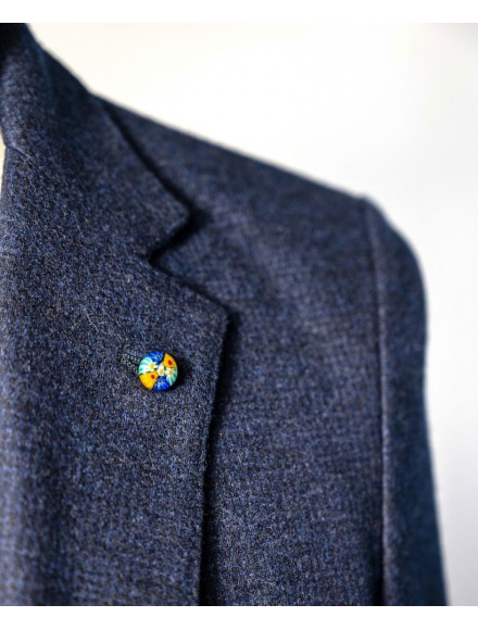 Abito jersey monopetto pied de poule blu in 100% lana 2