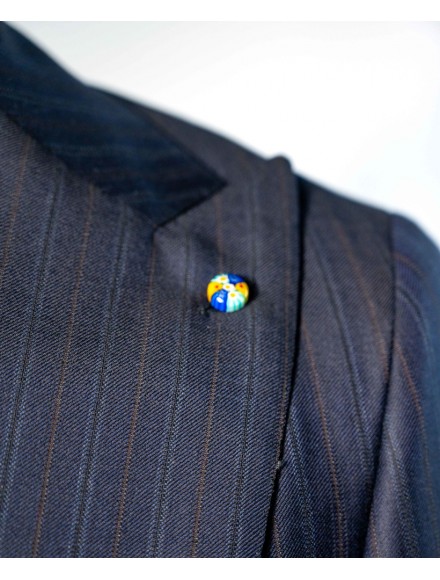 Abito doppiopetto gessato blu in 100% lana 2