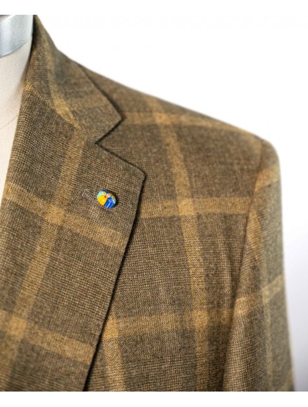 Green and yellow checkered dress in 100% wool 2
