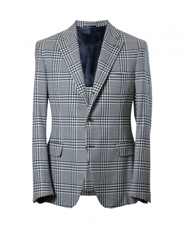 Giacca monopetto blu navy con pied de...