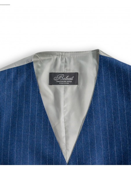 Royal blue single-breasted suit with gray pinstripe in 100% wool | CEO