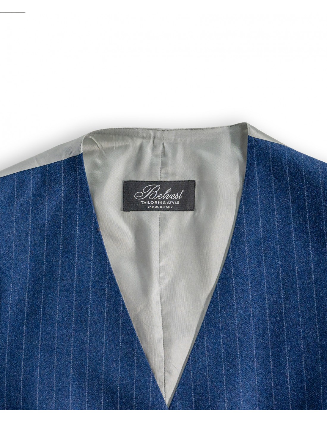 Abito monopetto gessato blu royal con linea grigia in 100% lana | CEO Abito monopetto gessato blu royal con linea grigia in 100% lana | CEO