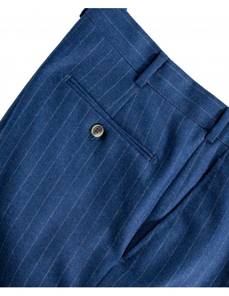Royal blue single-breasted suit with gray pinstripe in 100% wool | CEO
