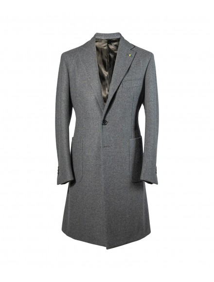 Dark gray single-breasted coat in wool and mohair | NATURAL SOFT