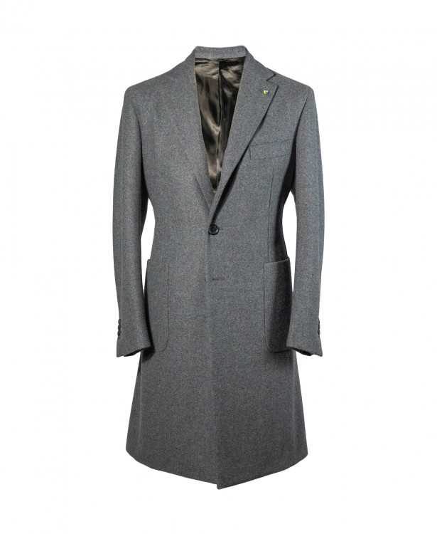 Dark gray single-breasted coat in wool and mohair | NATURAL SOFT