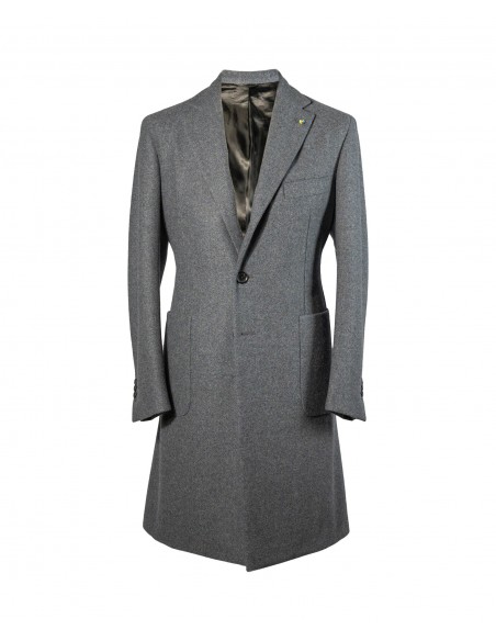 Cappotto monopetto tono su tono grigio scuro in lana e mohair | NATURAL SOFT Cappotto monopetto tono su tono grigio scuro in lana e mohair | NATURAL SOFT