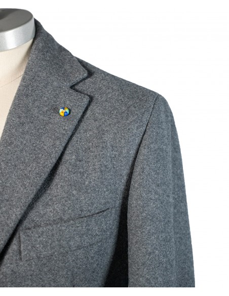 Dark gray single-breasted coat in wool and mohair | NATURAL SOFT