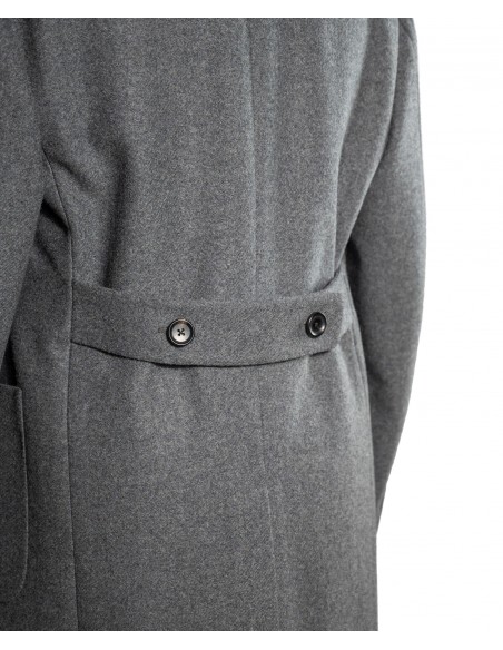 Dark gray single-breasted coat in wool and mohair | NATURAL SOFT