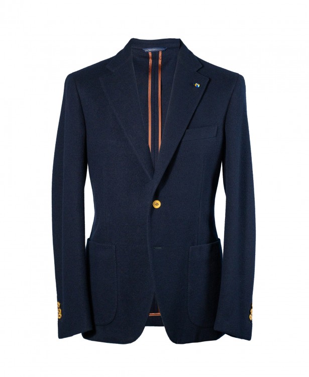 Giacca monopetto blu in Jersey di lana e poliammide | JACKETINTHEBOX®