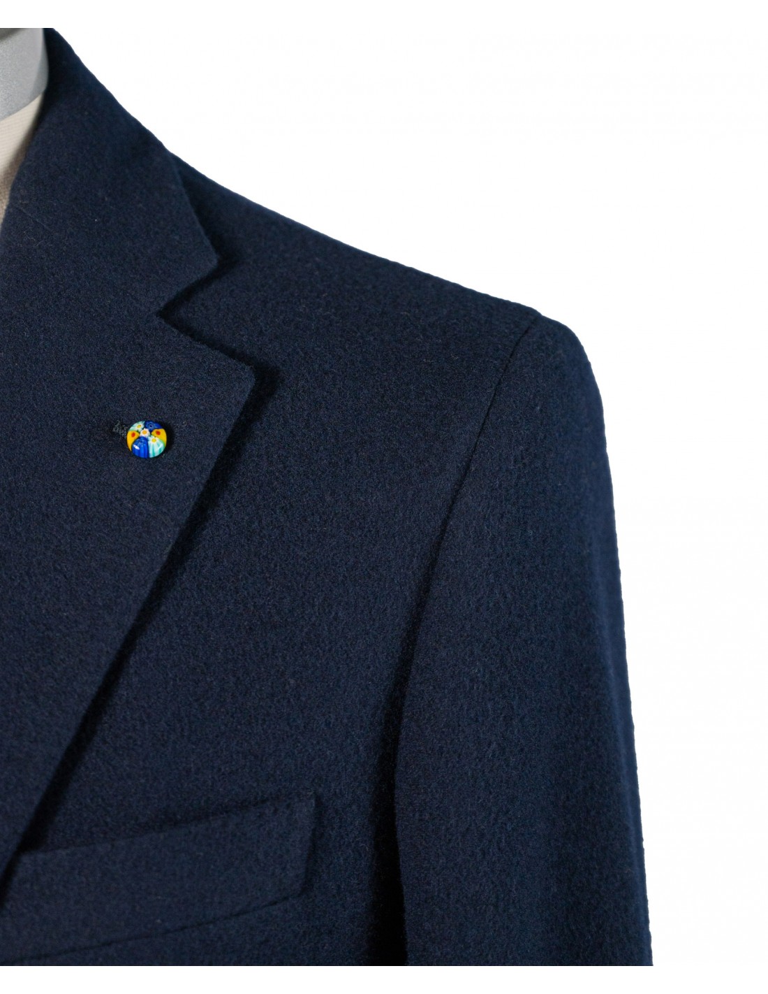 Blue single-breasted jersey jacket in wool and polyamide | JACKETINTHEBOX® Blue single-breasted jersey jacket in wool and polyamide | JACKETINTHEBOX®