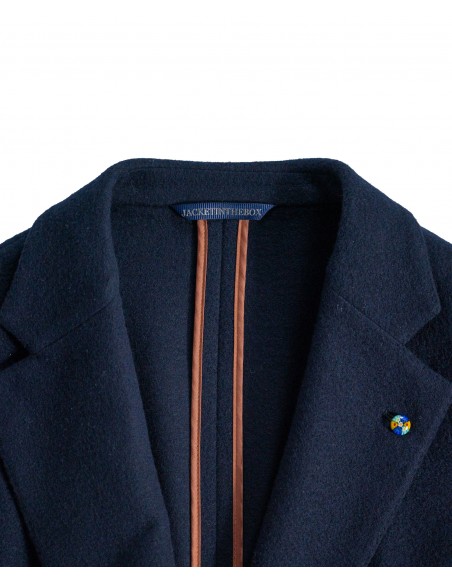 Giacca monopetto blu in Jersey di lana e poliammide | JACKETINTHEBOX®