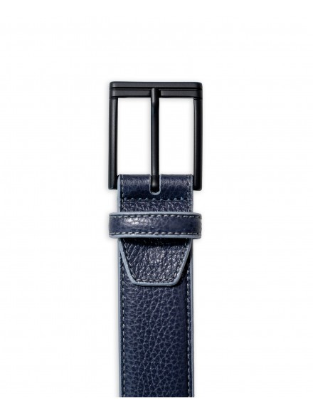 100% Two-tone blue and grey pastel leather belt