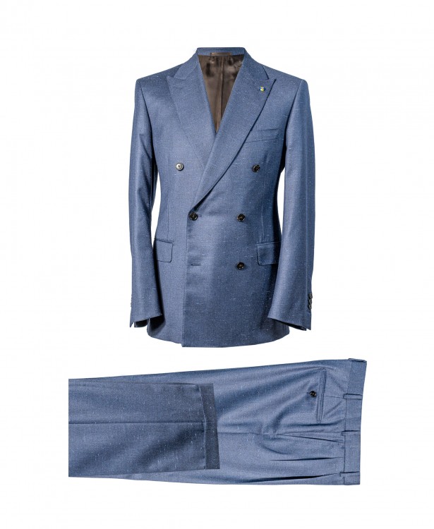 Dark blue double-breasted suit with...