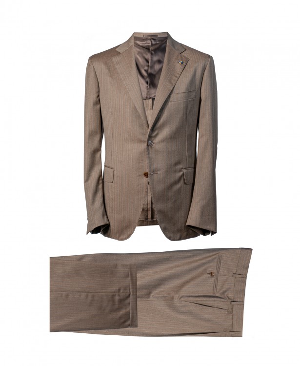Brown single-breasted herringbone...