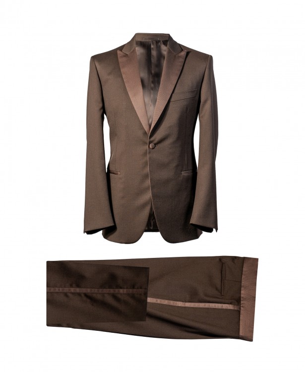 Abito smoking monopetto color marrone...