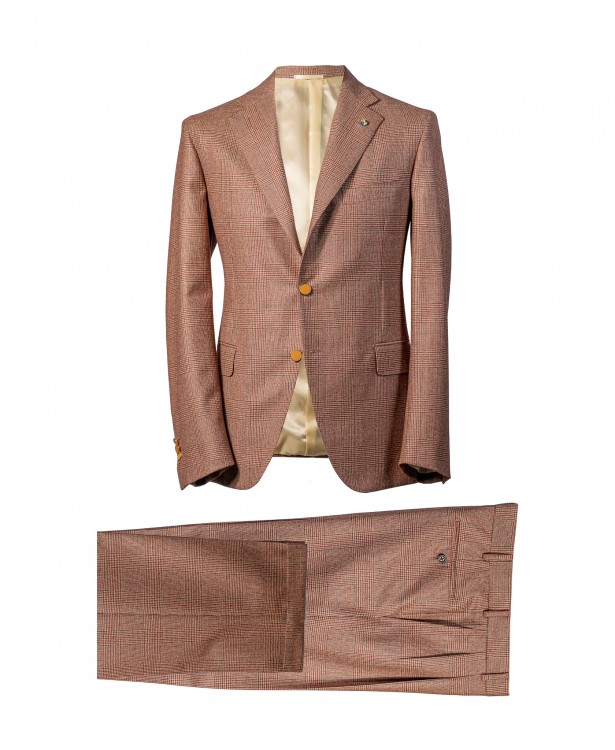 Beige single-breasted Prince of Wales...