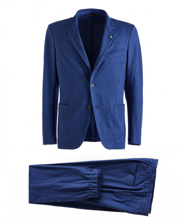 Royal blue jersey suit in cashmere...