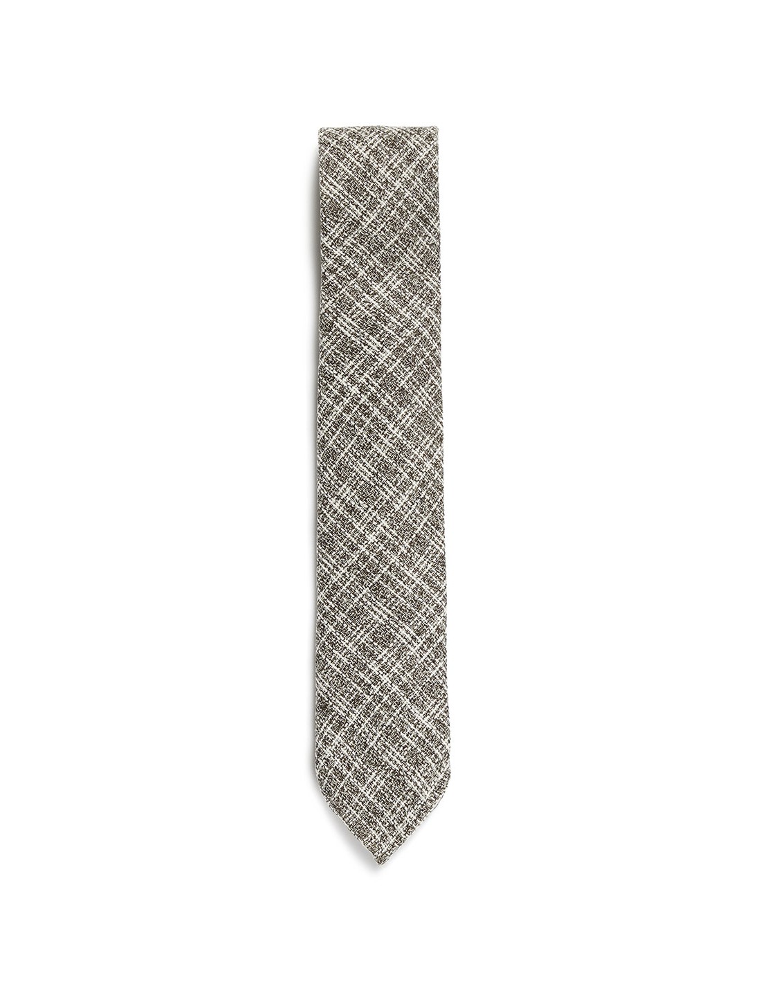 Dark red tie with rectangles patterns