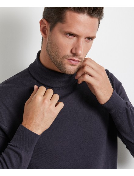 Maglia a collo alto grigia in cotone e cashmere 2