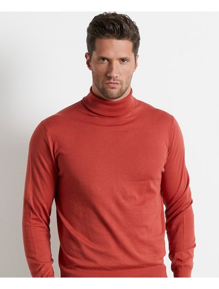 Maglia a collo alto argilla in cotone e cashmere 2