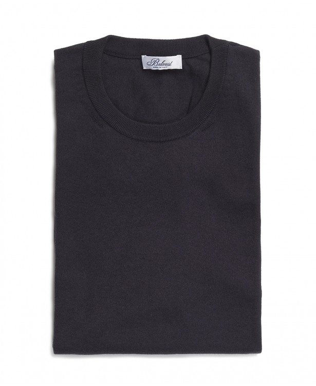 Gray crew neck sweater in cotton and...