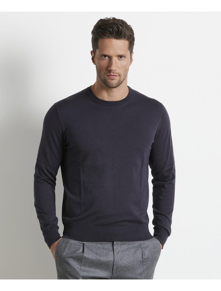 Maglia a girocollo grigia in cotone e cashmere 2
