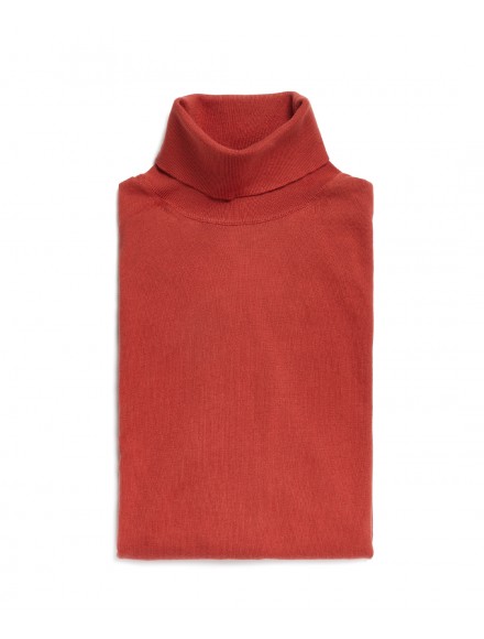 Turtleneck clay-colored sweater in cotton and cashmere