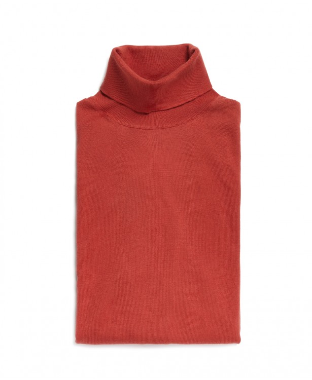 Turtleneck clay-colored sweater in cotton and cashmere