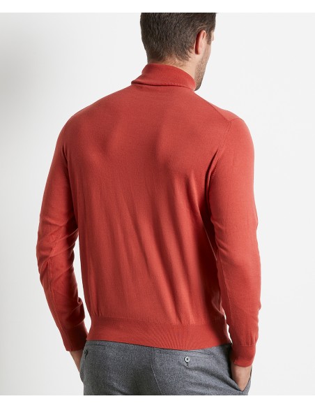 Turtleneck clay-colored sweater in cotton and cashmere