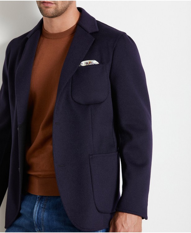 Belvest ジャケットネイビー Blue/navy blue wool blend double jacket