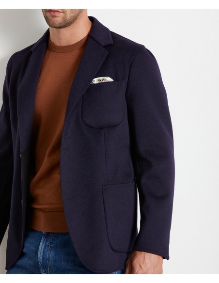 Double blue/navy blue wool blend jacket