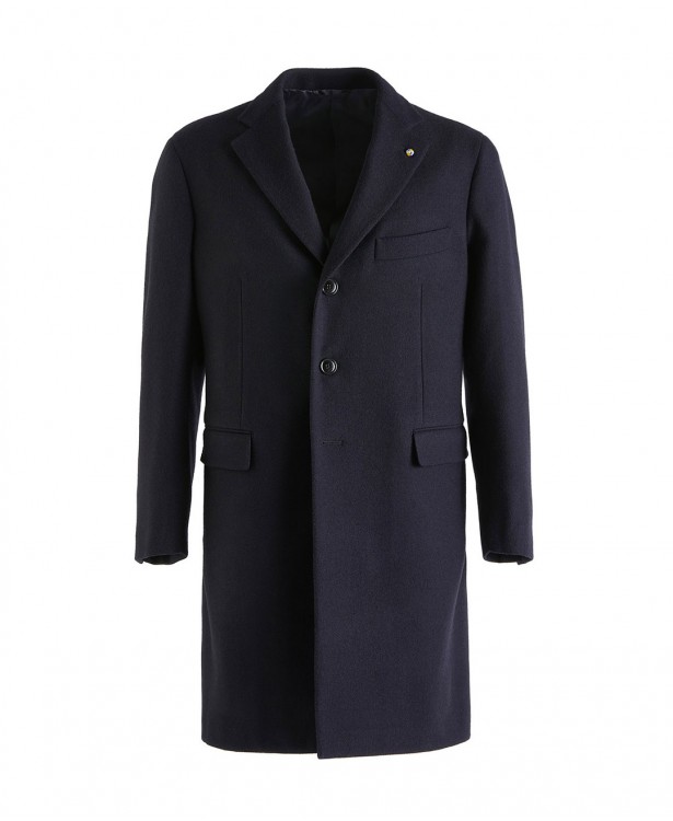 Cappotto sartoriale blu navy in lana...