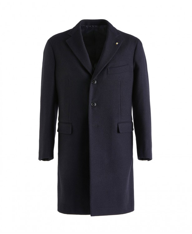 Navy blue tailored coat in wool and...