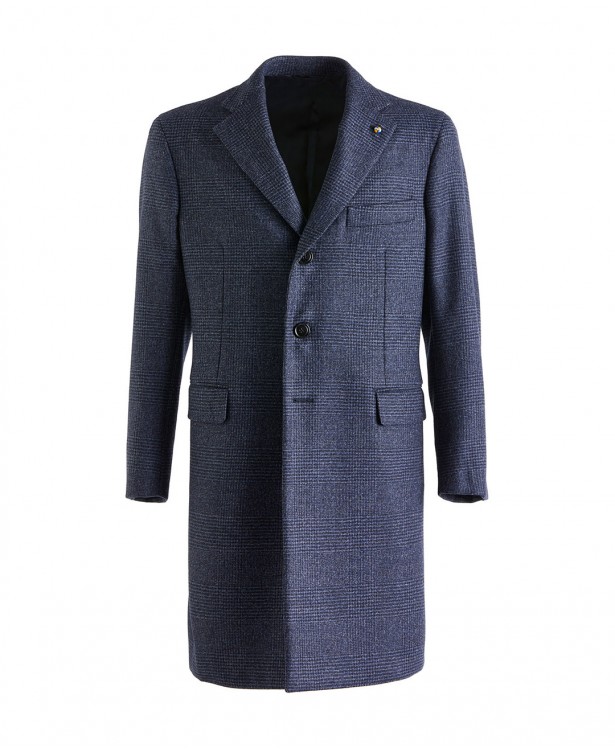 Cappotto sartoriale blu/grigio in lana