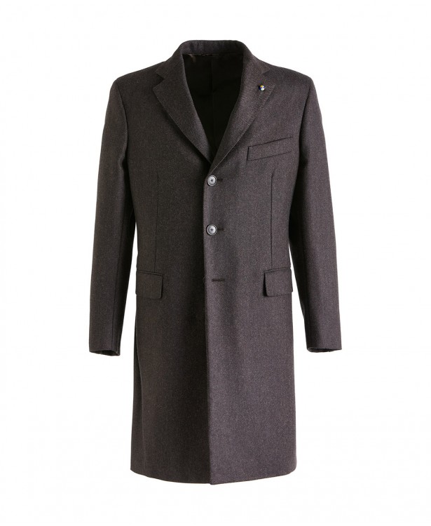 Brown tailored coat in wool and cashmere