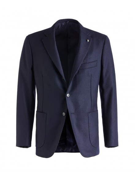 Giacca sartoriale blu navy in lana e seta