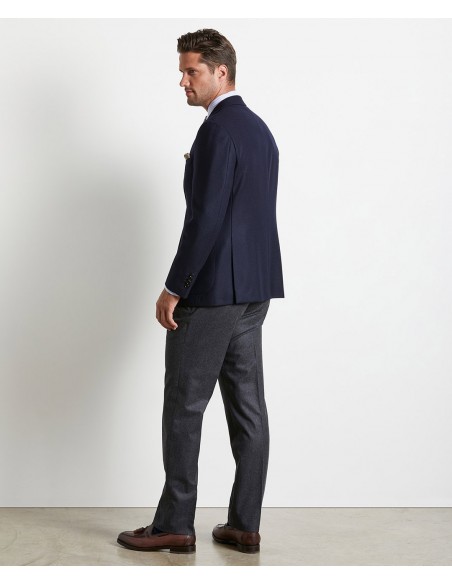 Giacca sartoriale blu navy in lana e seta