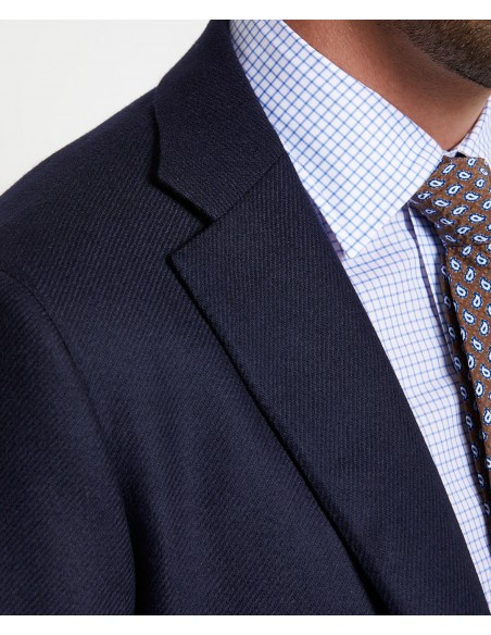 Giacca sartoriale blu navy in lana e seta