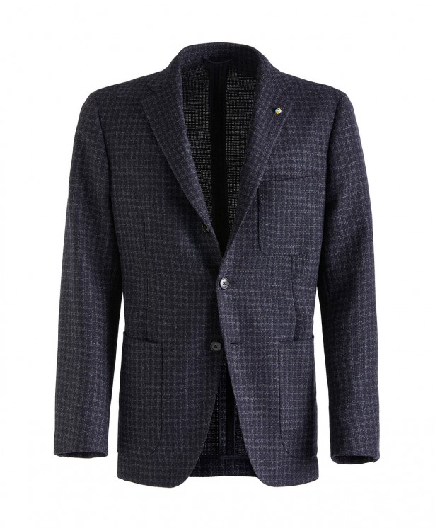 Giacca blu/grigia in lana e cotone |...