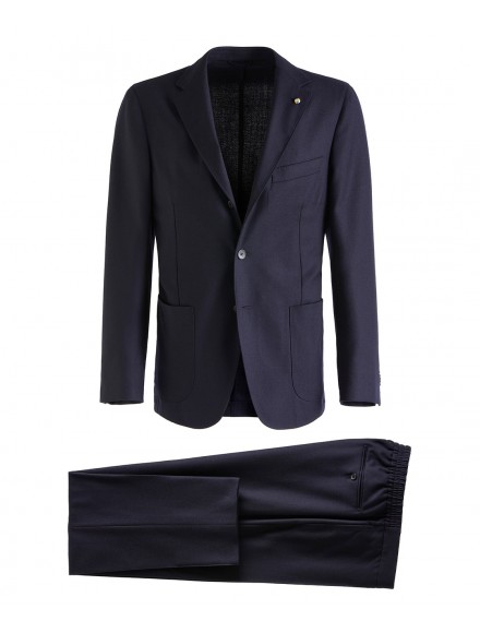 Navy blue washable suit in Super 130s wool