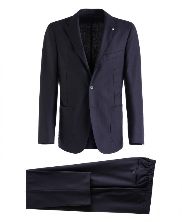 Navy blue washable suit in Super 130s wool