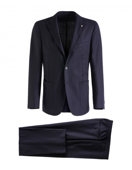 Navy blue washable suit in Super 130s wool