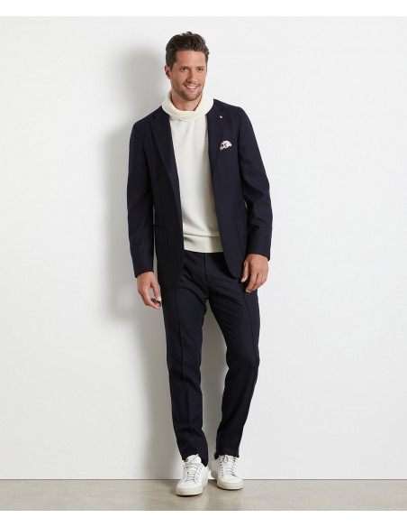 Navy blue washable suit in Super 130s wool