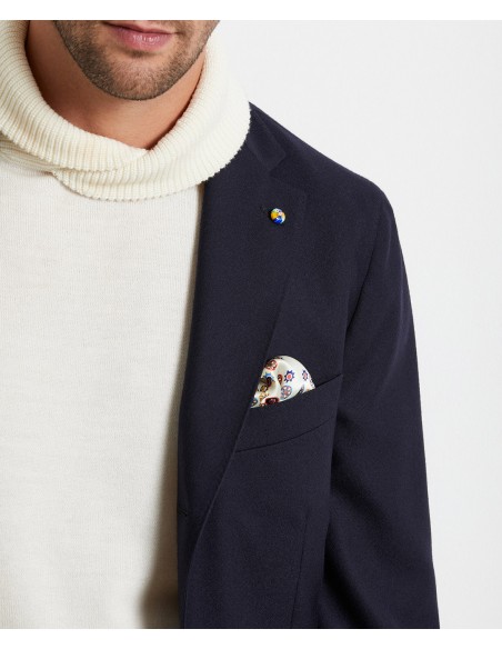 Navy blue washable suit in Super 130s wool